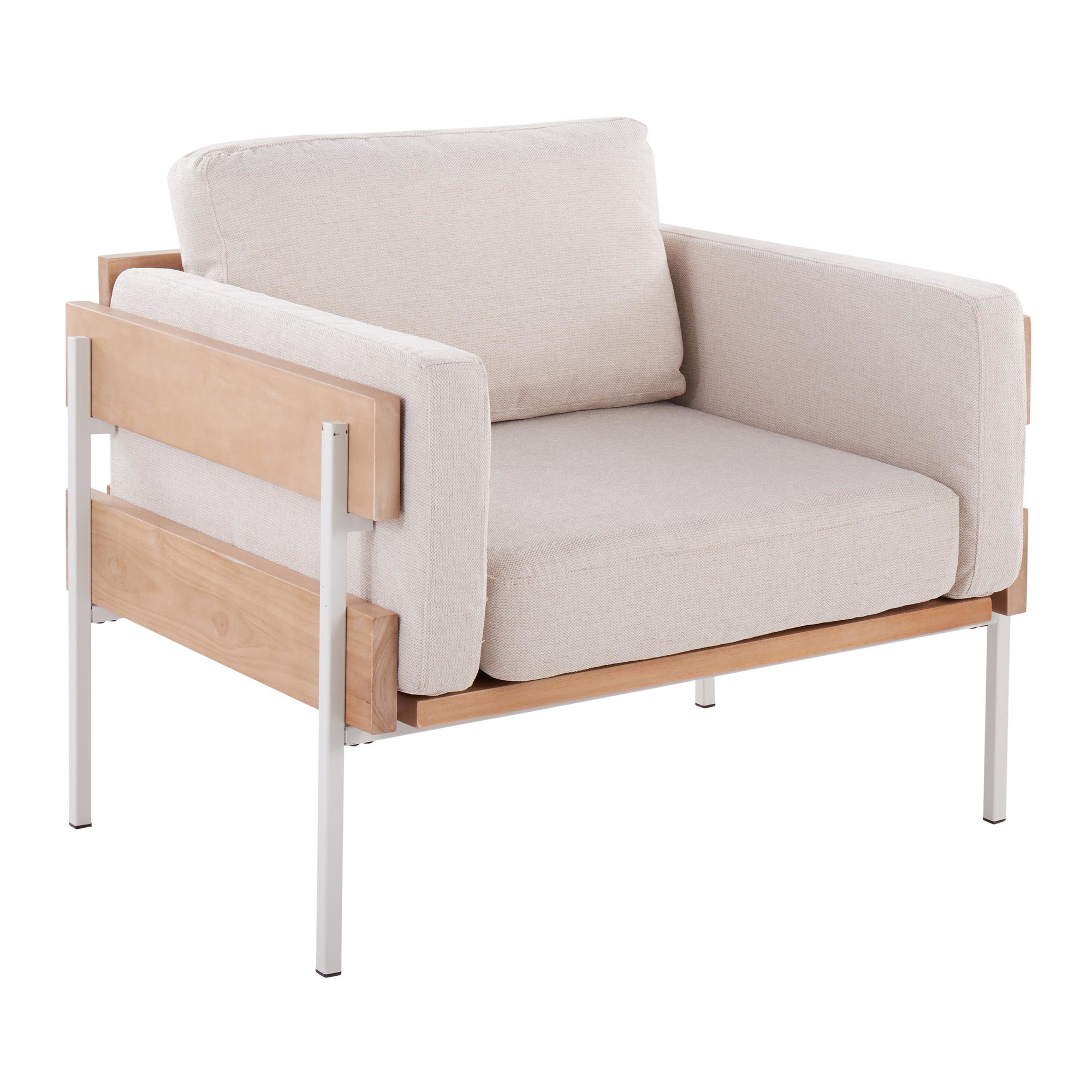 Kari Farmhouse Accent Chair in White Metal and Cream Upholstery 2 Kari Farmhouse Accent Chair in White Metal and Cream Upholstery - Image 2