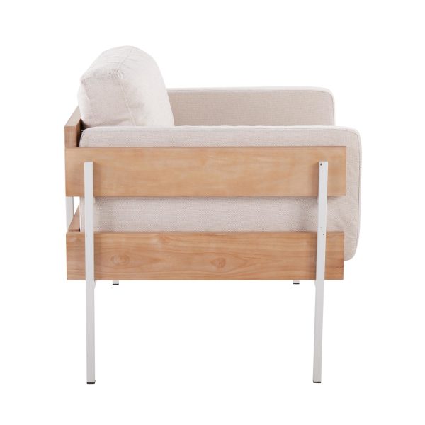 Kari Farmhouse Accent Chair in White Metal and Cream Upholstery 2