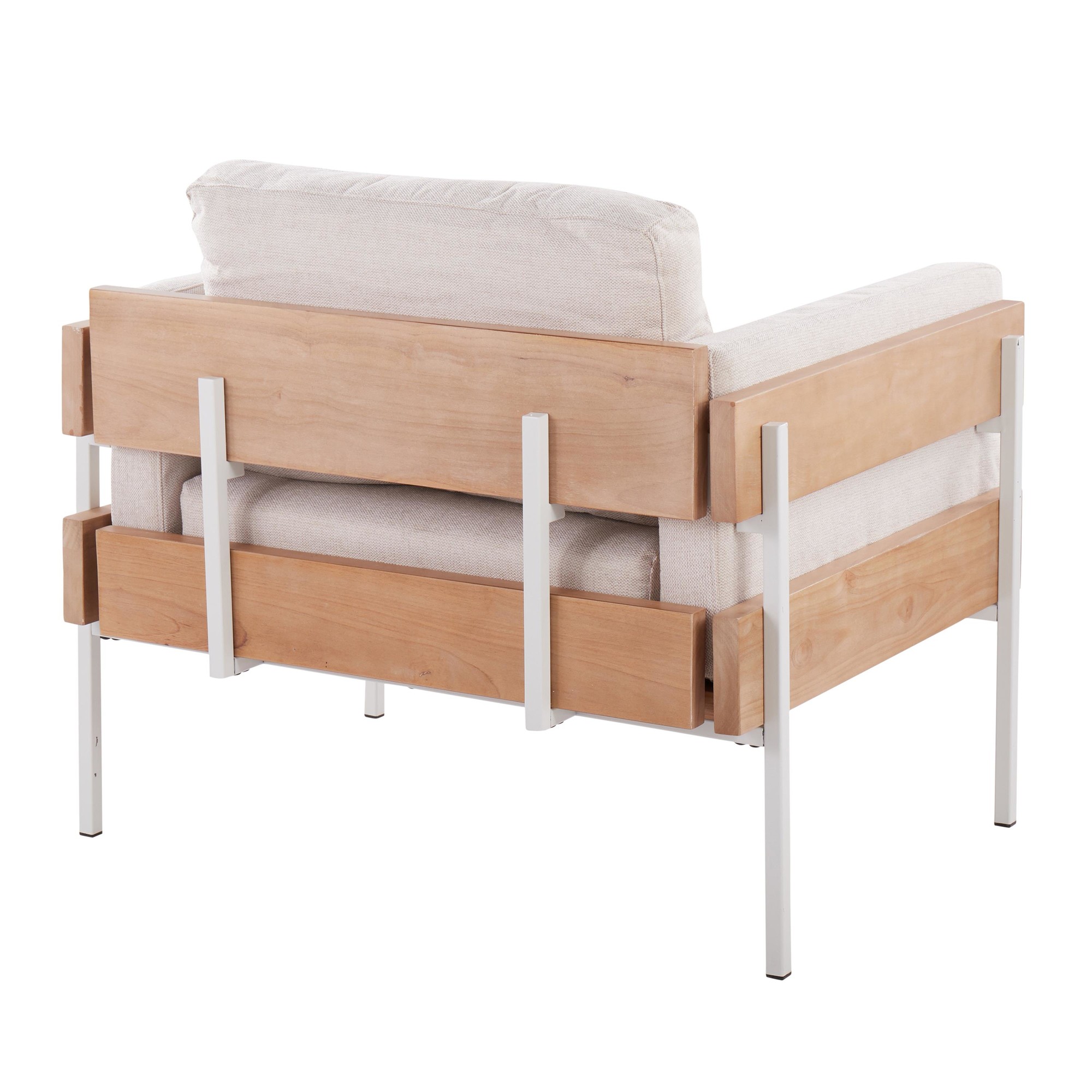 Kari Farmhouse Accent Chair in White Metal and Cream Upholstery 4 Kari Farmhouse Accent Chair in White Metal and Cream Upholstery - Image 4