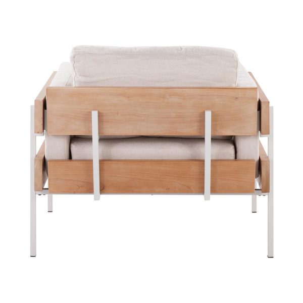 Kari Farmhouse Accent Chair in White Metal and Cream Upholstery 4