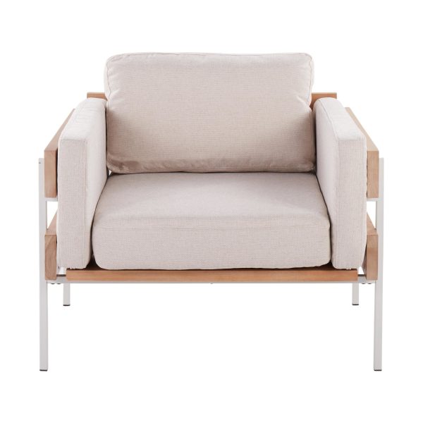 Kari Farmhouse Accent Chair in White Metal and Cream Upholstery 5