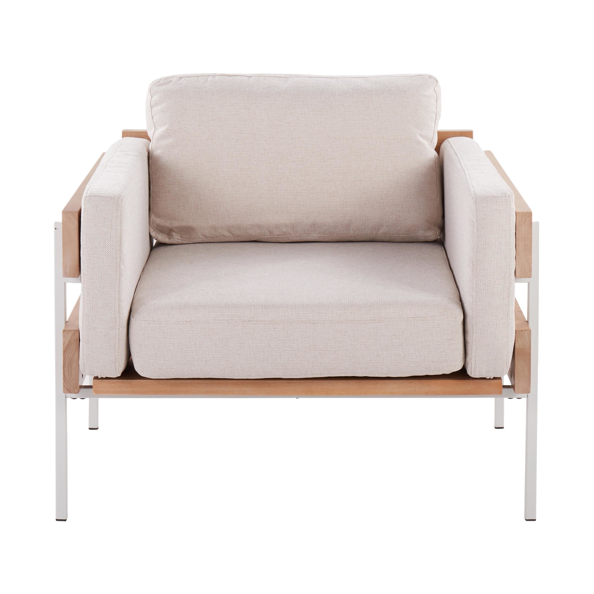 Kari Farmhouse Accent Chair in White Metal and Cream Upholstery 6 Kari Farmhouse Accent Chair in White Metal and Cream Upholstery - Image 6