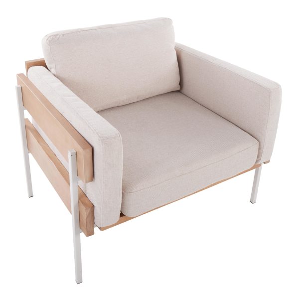 Kari Farmhouse Accent Chair in White Metal and Cream Upholstery 6