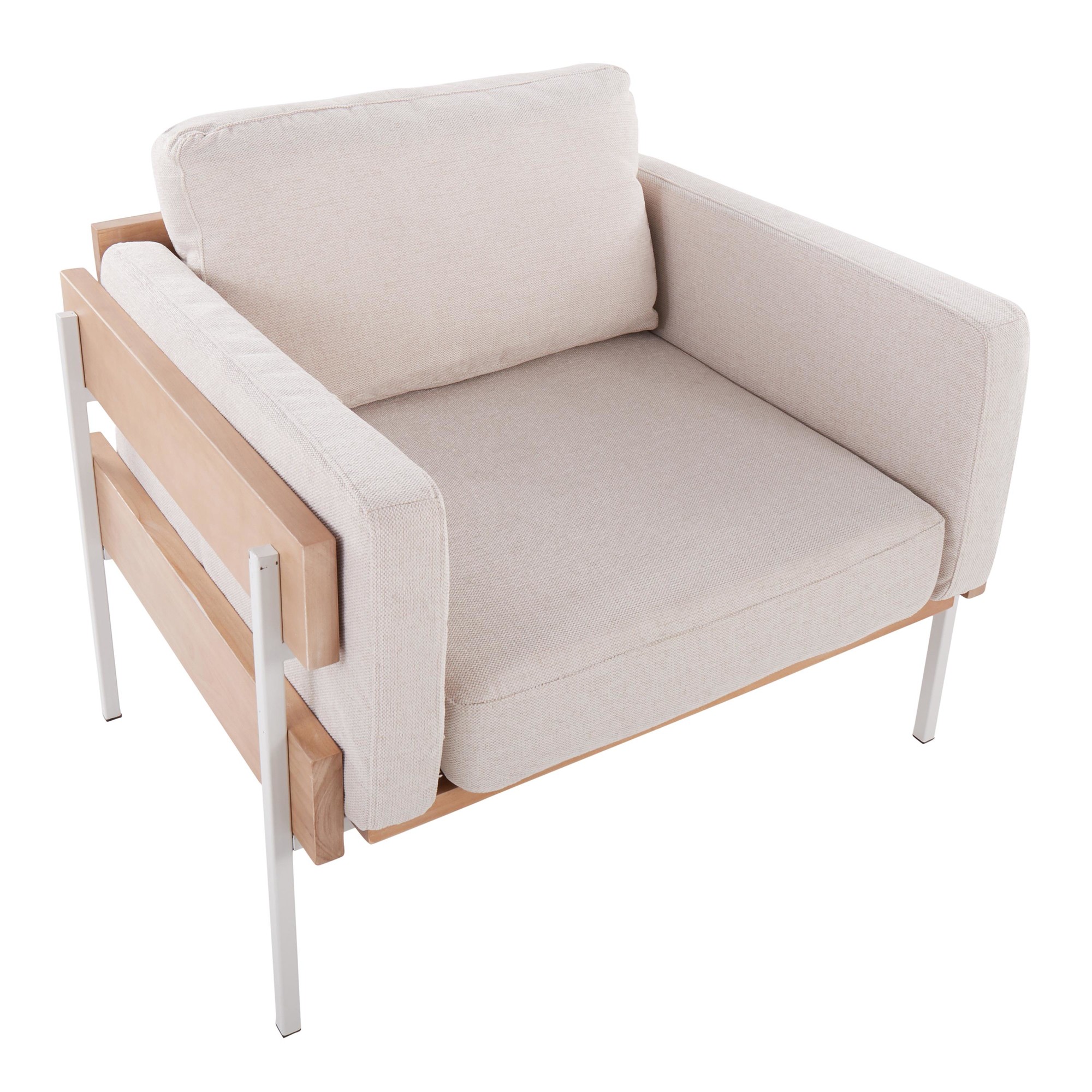 Kari Farmhouse Accent Chair in White Metal and Cream Upholstery 7 Kari Farmhouse Accent Chair in White Metal and Cream Upholstery - Image 7