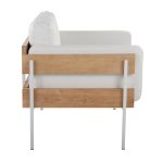 Kari Farmhouse Accent Chair in White Metal and Faux Leather