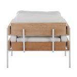 Kari Farmhouse Accent Chair in White Metal and Faux Leather