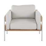 Kari Farmhouse Accent Chair in White Metal and Faux Leather