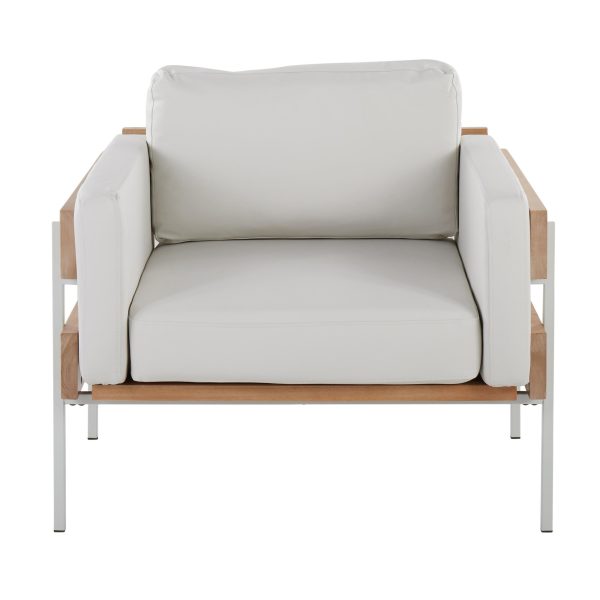 Kari Farmhouse Accent Chair in White Metal and Faux Leather 4