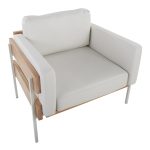 Kari Farmhouse Accent Chair in White Metal and Faux Leather
