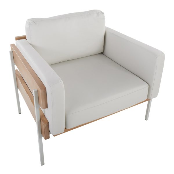 Kari Farmhouse Accent Chair in White Metal and Faux Leather 5
