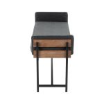 Kari Luxe 45-Inch Black Faux Leather Farmhouse Bench