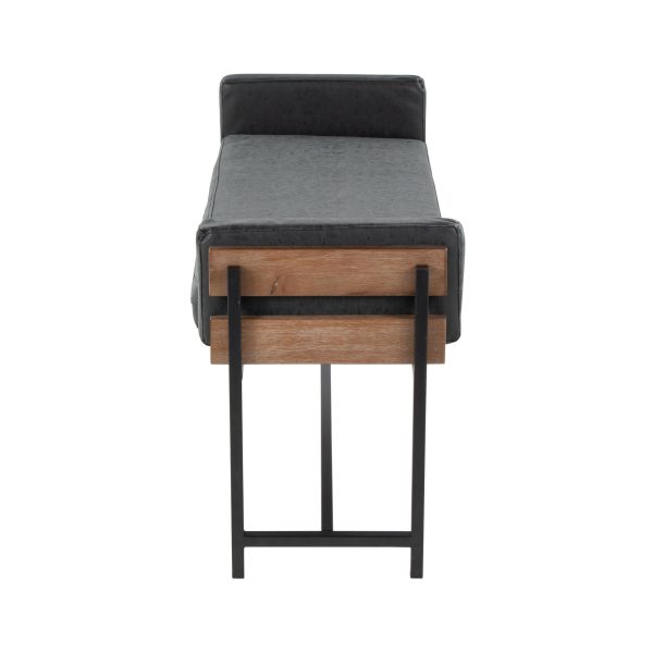 Kari Luxe 45 Inch Black Faux Leather Farmhouse Bench 3