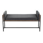 Kari Luxe 45-Inch Black Faux Leather Farmhouse Bench