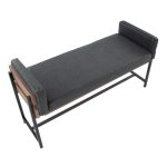 Kari Luxe 45-Inch Black Faux Leather Farmhouse Bench