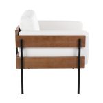 Kari Luxe Farmhouse Accent Chair Black Metal White Faux Leather
