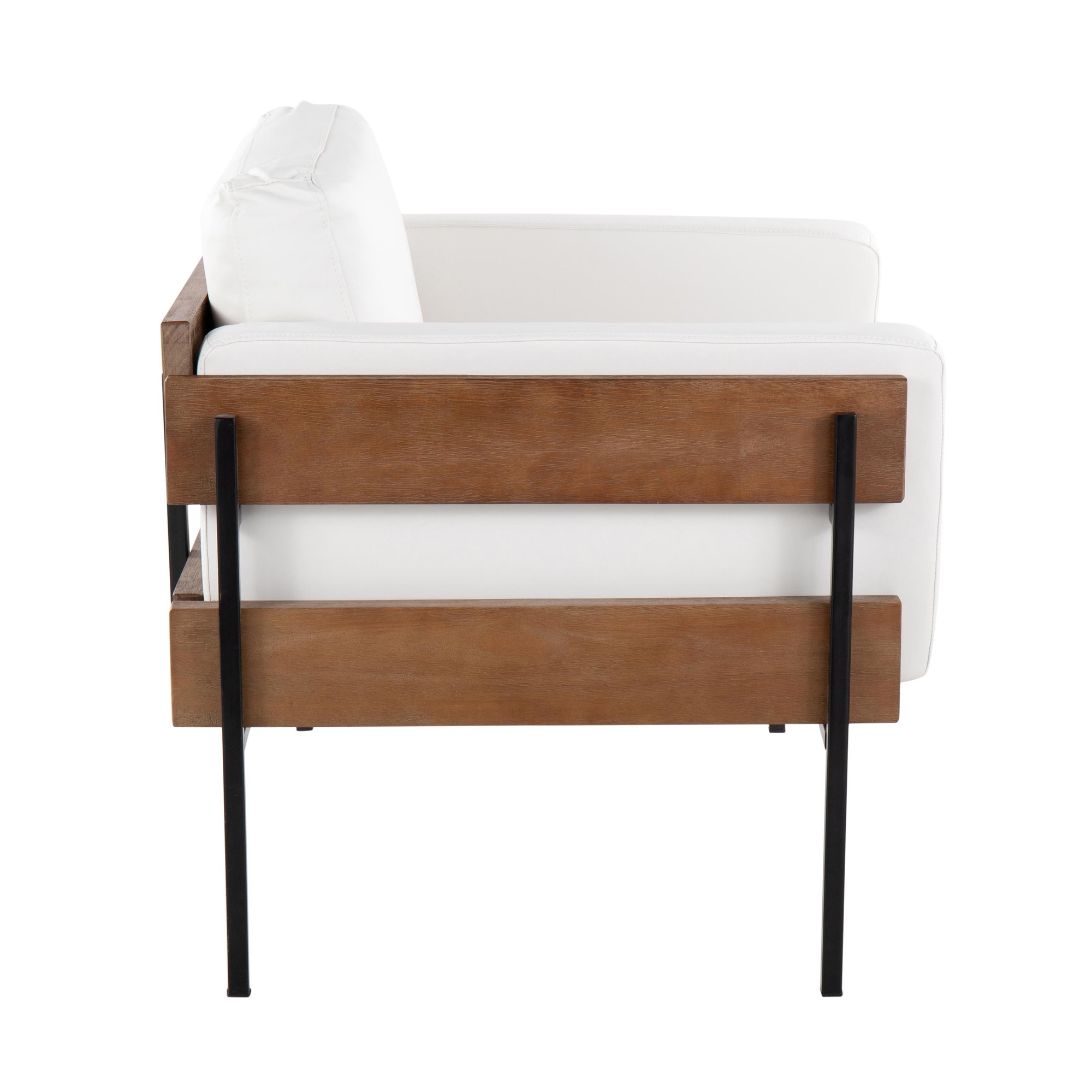 Kari Luxe Farmhouse Accent Chair Black Metal White Faux Leather 3 Kari Luxe Farmhouse Accent Chair Black Metal White Faux Leather - Image 3