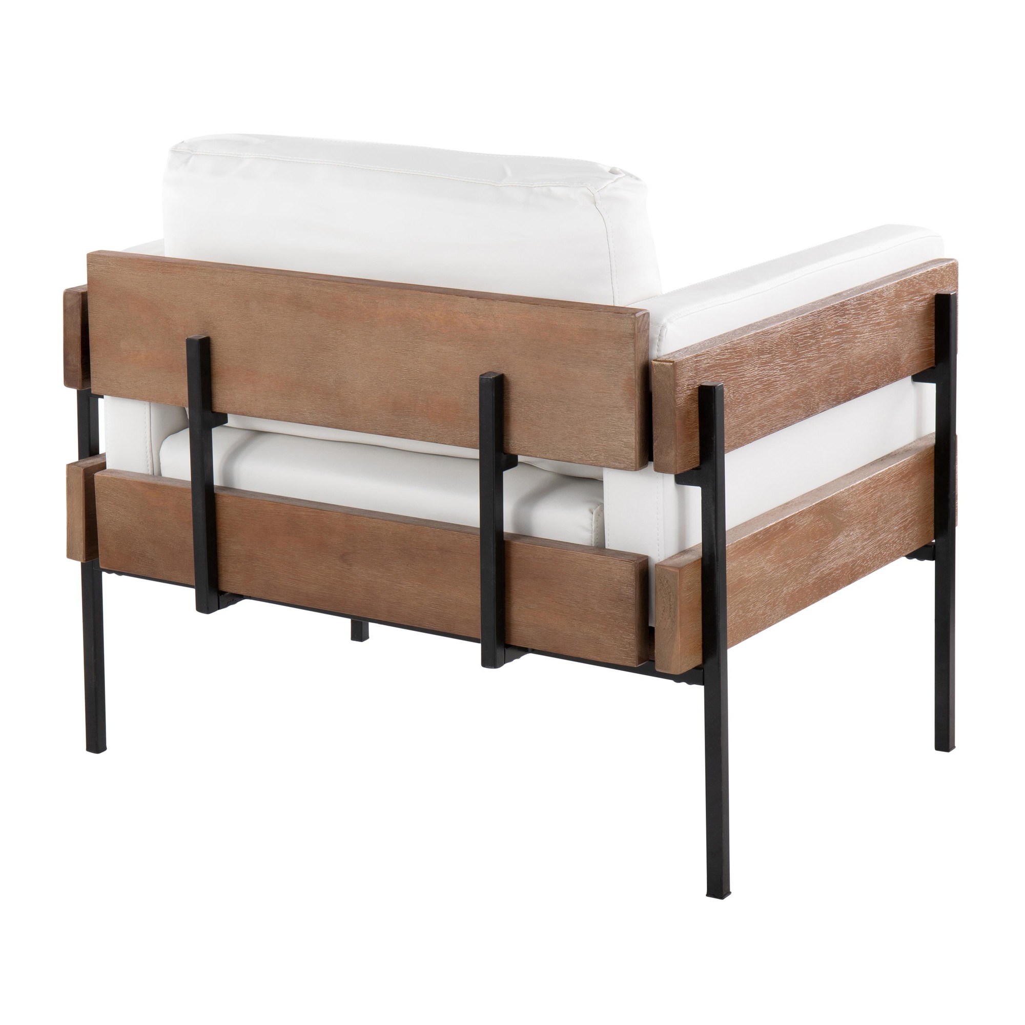 Kari Luxe Farmhouse Accent Chair Black Metal White Faux Leather 4 Kari Luxe Farmhouse Accent Chair Black Metal White Faux Leather - Image 4