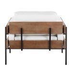 Kari Luxe Farmhouse Accent Chair Black Metal White Faux Leather