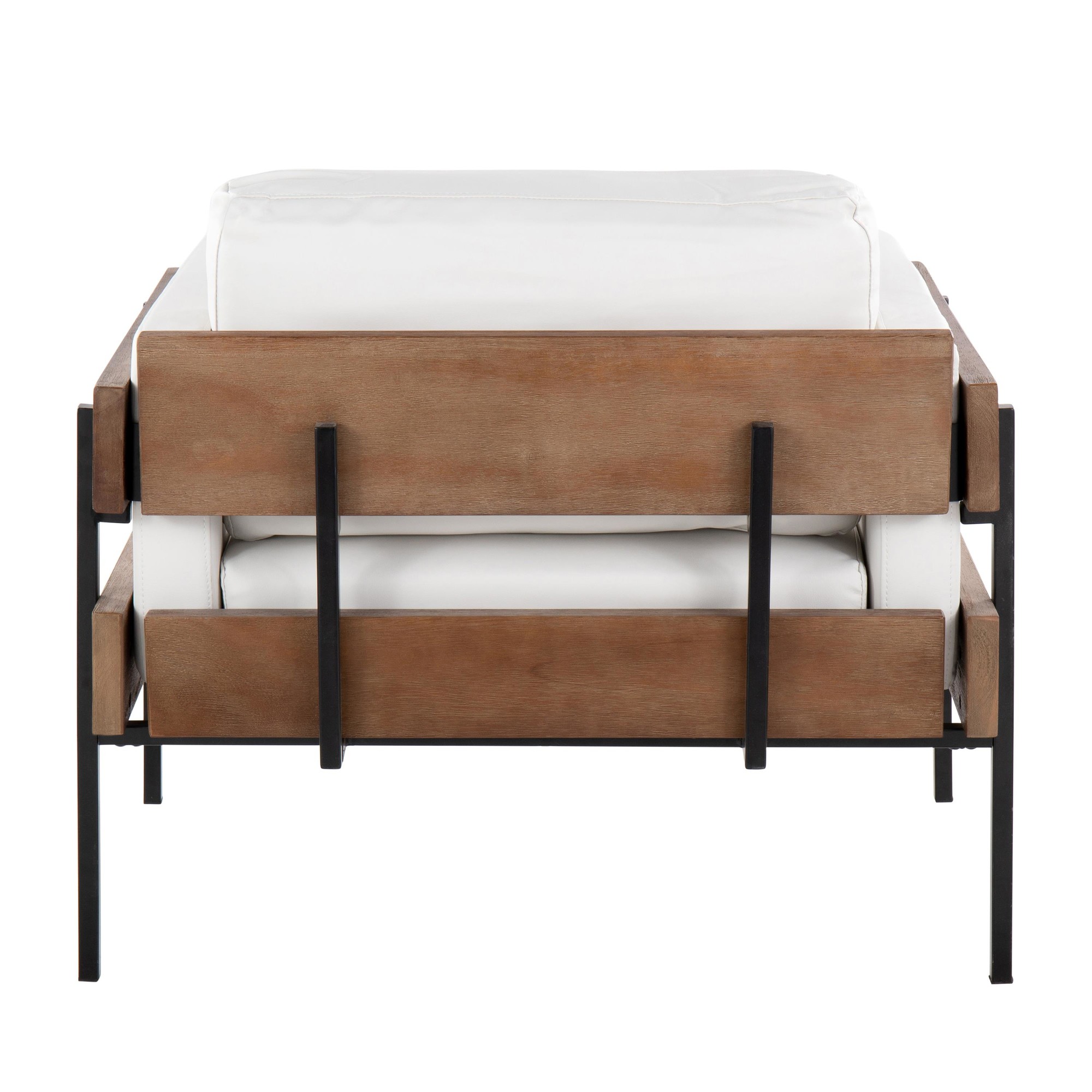 Kari Luxe Farmhouse Accent Chair Black Metal White Faux Leather 5 Kari Luxe Farmhouse Accent Chair Black Metal White Faux Leather - Image 5