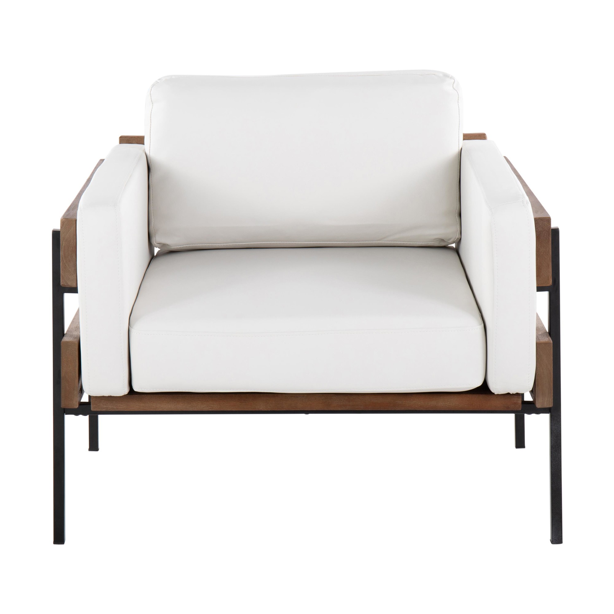 Kari Luxe Farmhouse Accent Chair Black Metal White Faux Leather 6 Kari Luxe Farmhouse Accent Chair Black Metal White Faux Leather - Image 6