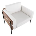 Kari Luxe Farmhouse Accent Chair Black Metal White Faux Leather