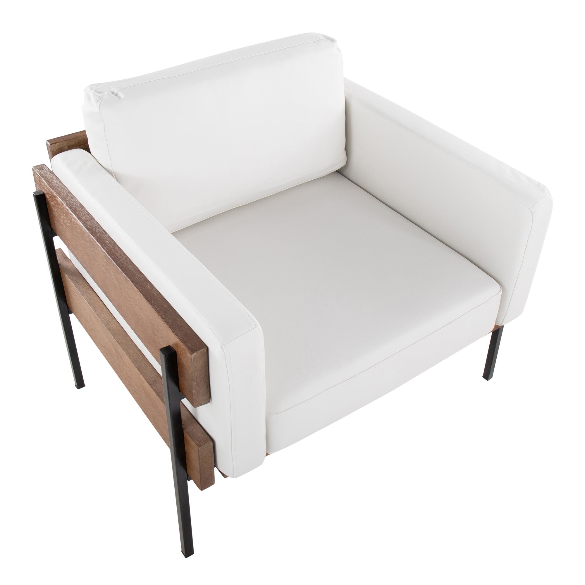 Kari Luxe Farmhouse Accent Chair Black Metal White Faux Leather 7 Kari Luxe Farmhouse Accent Chair Black Metal White Faux Leather - Image 7