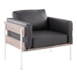Kari Luxe Farmhouse Black Faux Leather Accent Chair