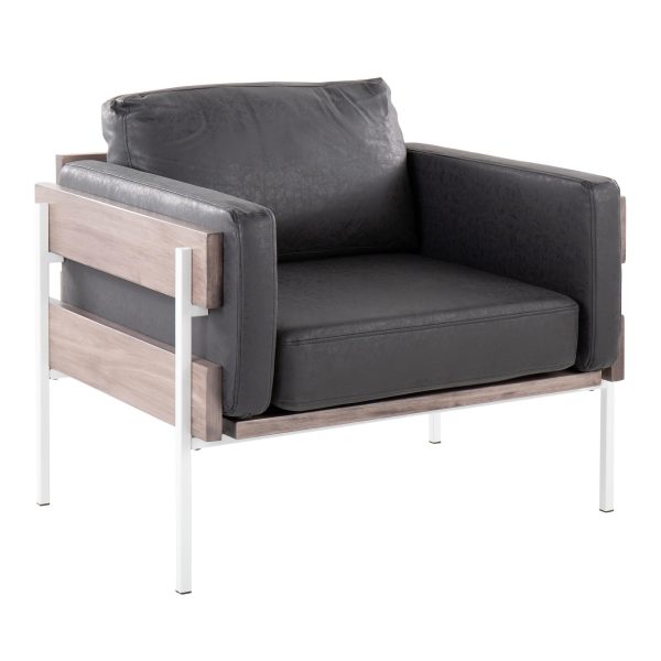 Kari Luxe Farmhouse Black Faux Leather Accent Chair 1