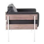Kari Luxe Farmhouse Black Faux Leather Accent Chair