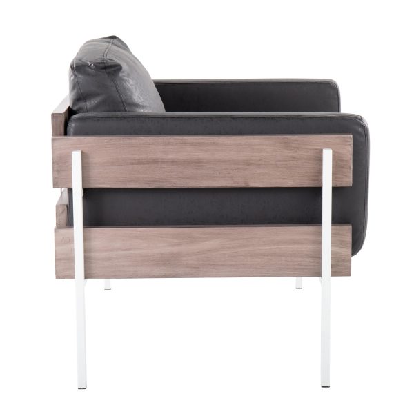 Kari Luxe Farmhouse Black Faux Leather Accent Chair 2