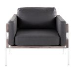 Kari Luxe Farmhouse Black Faux Leather Accent Chair