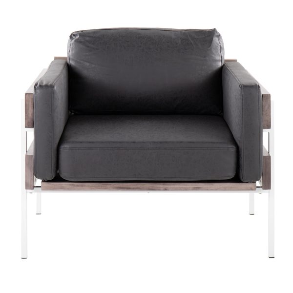 Kari Luxe Farmhouse Black Faux Leather Accent Chair 5