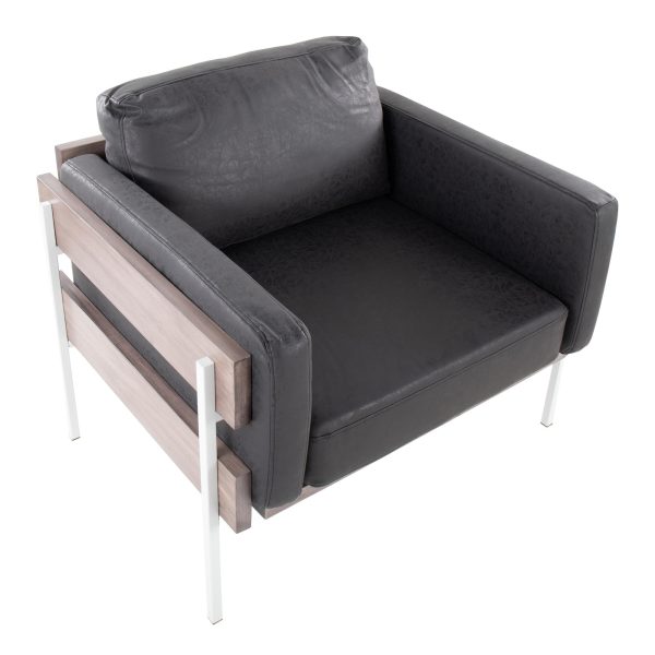 Kari Luxe Farmhouse Black Faux Leather Accent Chair 6