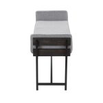 Kari Luxe Farmhouse Light Grey Fabric Black Metal Bench 13 Kari Luxe Farmhouse Light Grey Fabric Black Metal Bench