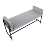 Kari Luxe Farmhouse Light Grey Fabric Black Metal Bench 16 Kari Luxe Farmhouse Light Grey Fabric Black Metal Bench