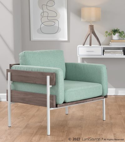 Kari Luxe Light Green Farmhouse Accent Chair by LumiSource