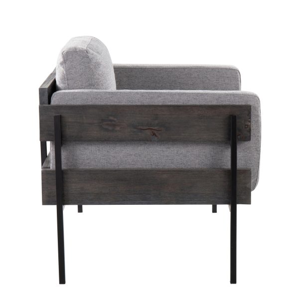 Kari Luxe Light Grey Fabric Farmhouse Accent Chair 2
