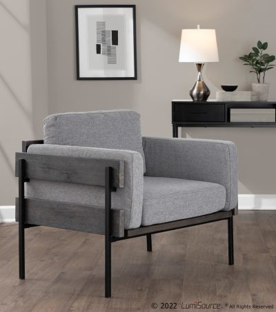 Kari Luxe Light Grey Fabric Farmhouse Accent Chair