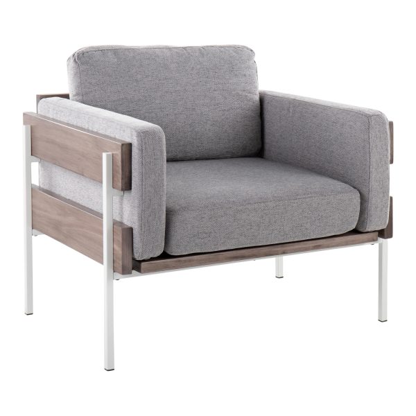 Kari Luxe Light Grey Fabric Farmhouse Accent Chair LumiSource 1