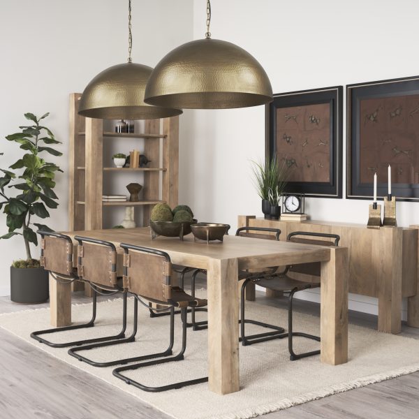 Karina 24 Round Brass tone Hammered Metal Dome Pendant Light 1