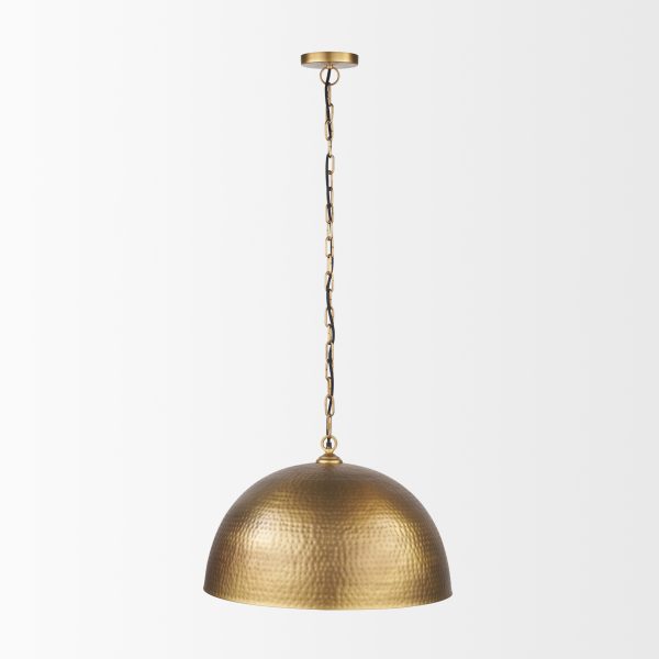 Karina 24 Round Brass tone Hammered Metal Dome Pendant Light 2