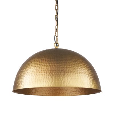 Karina 24" Round Brass-tone Hammered Metal Dome Pendant Light