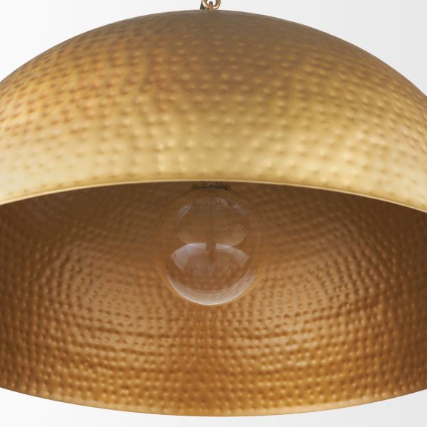 Karina 24 Round Brass tone Hammered Metal Dome Pendant Light 7