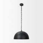 Karina 24" Round Matte Black Hammered Metal Dome Pendant Light
