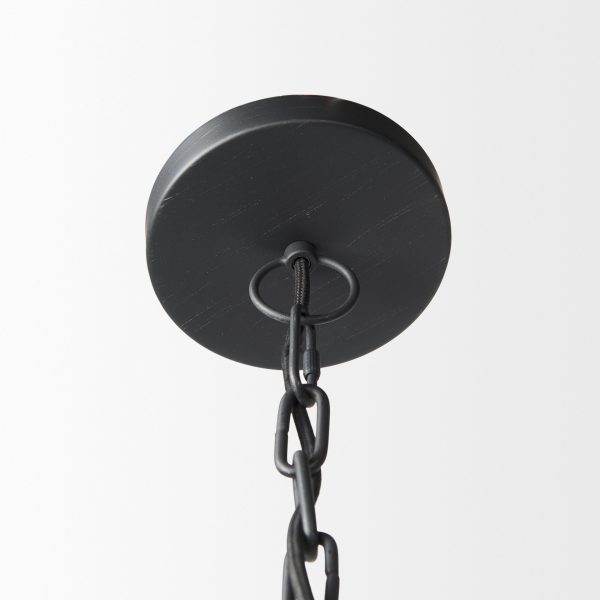 Karina 24 Round Matte Black Hammered Metal Dome Pendant Light 5