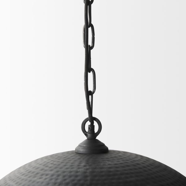 Karina 24 Round Matte Black Hammered Metal Dome Pendant Light 6