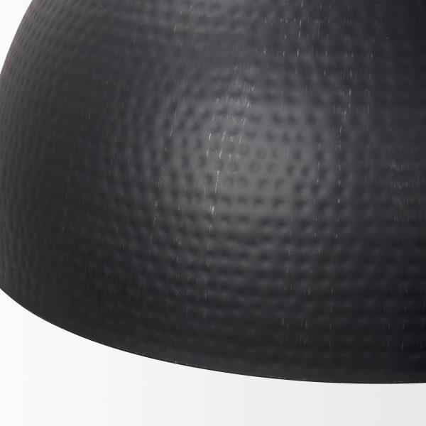 Karina 24 Round Matte Black Hammered Metal Dome Pendant Light 7