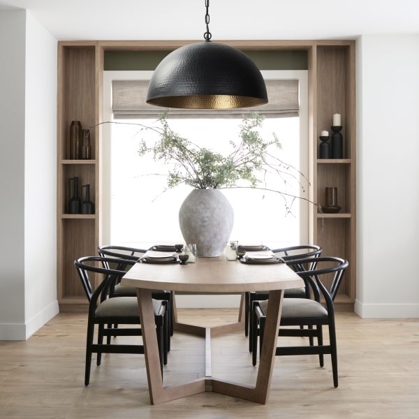 Karina 36 Round Matte Black Hammered Metal Dome Pendant Light 1