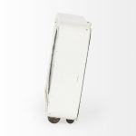 Karl 8.0L x 2.8W x 8.8H Rustic White Iron Rounded Square Table Clock