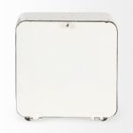 Karl 8.0L x 2.8W x 8.8H Rustic White Iron Rounded Square Table Clock